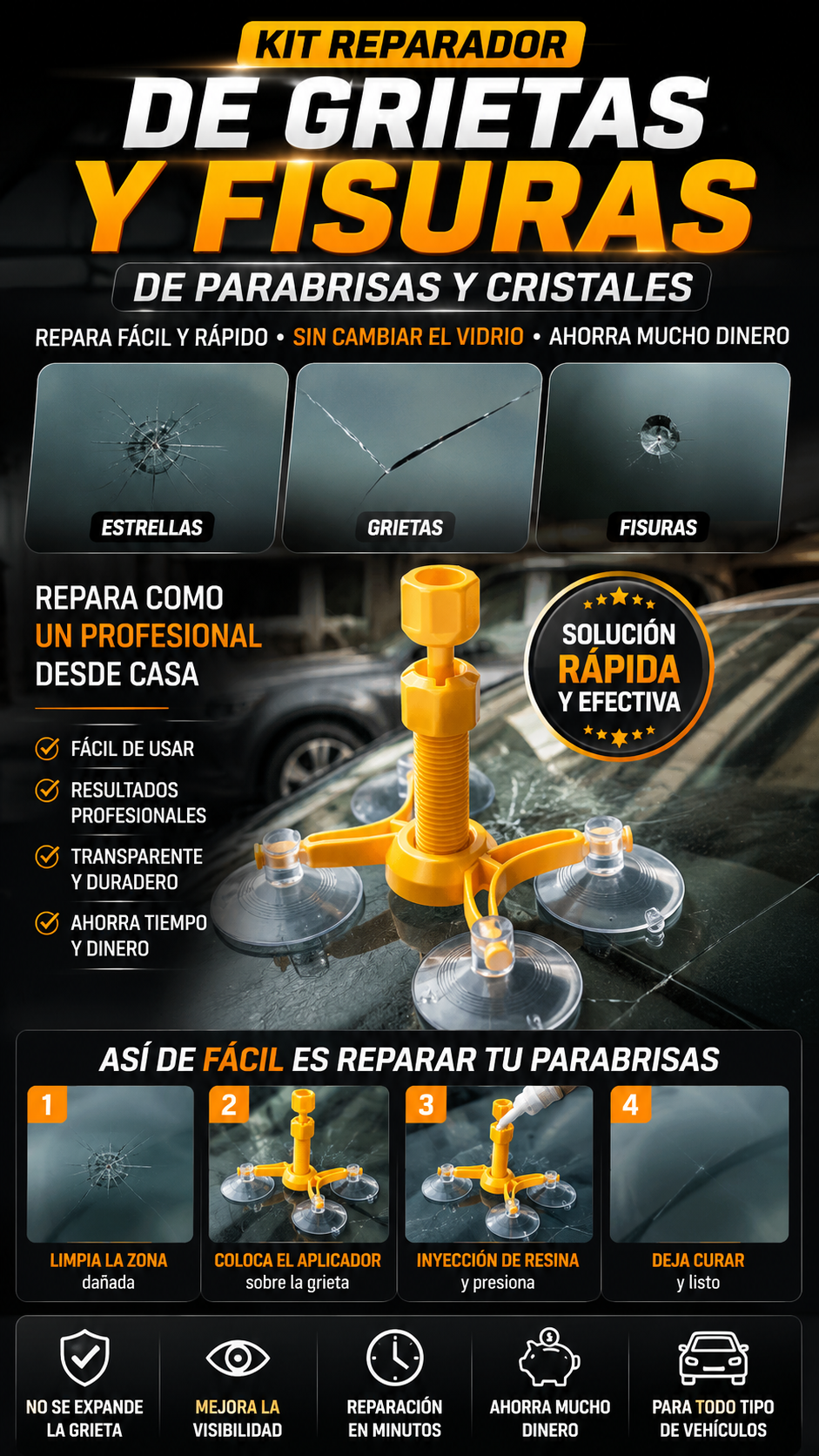 Kit Reparador de Parabrisas y Cristales