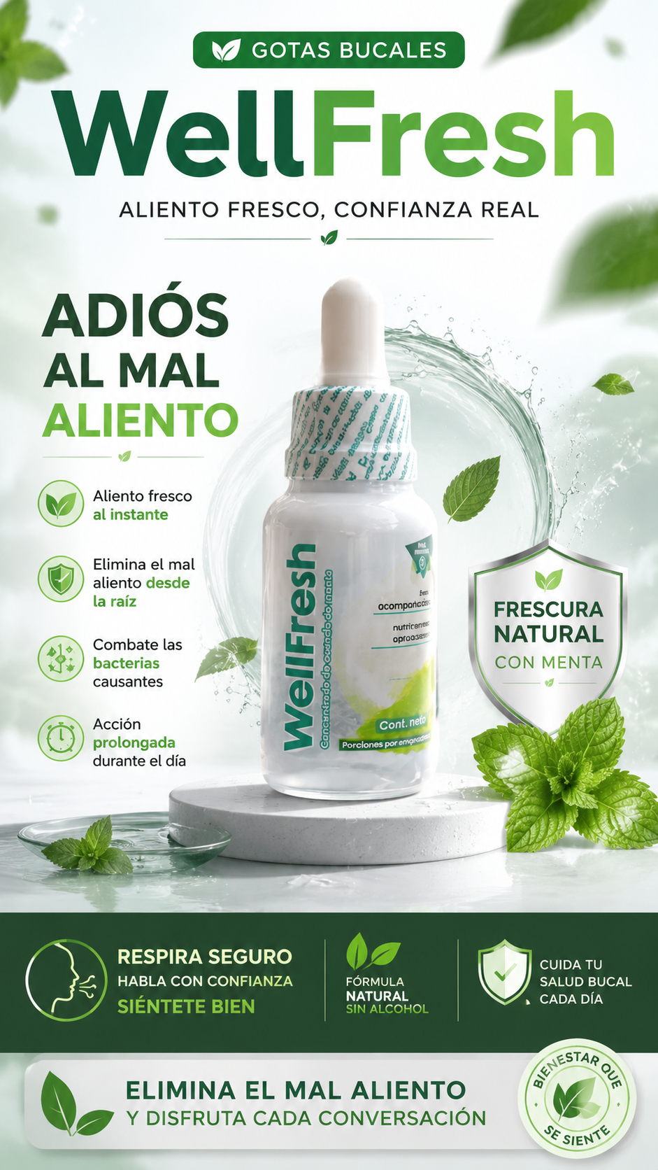 Gotas WellFresh Elimina el Mal Aliento